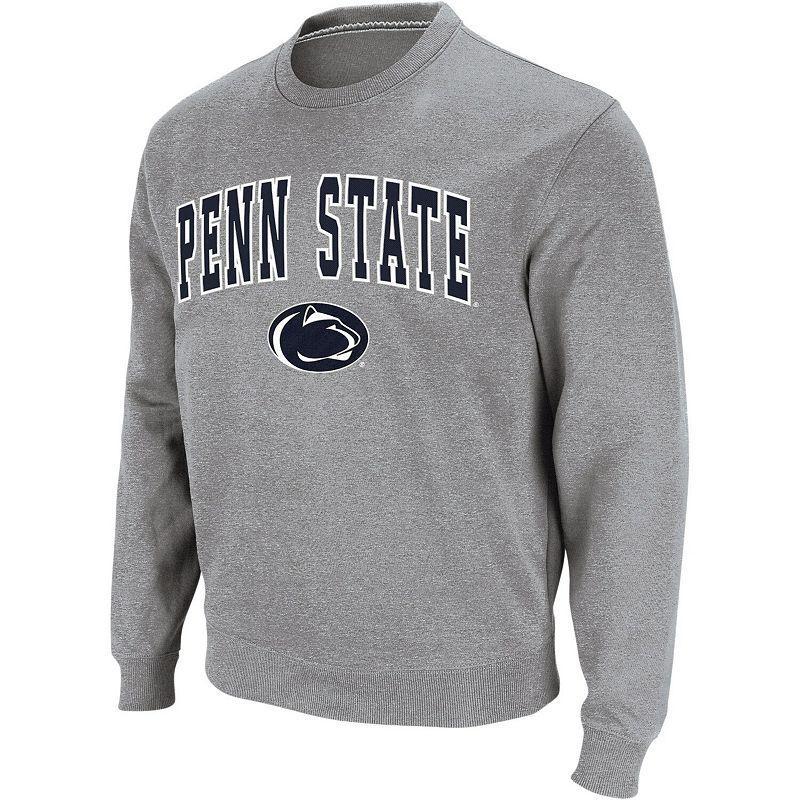 Men's Colosseum Heather Gray Penn State Nittany Lions Arch & Logo Crew Neck Sweatshirt, Size: 2XL, Grey Product Image