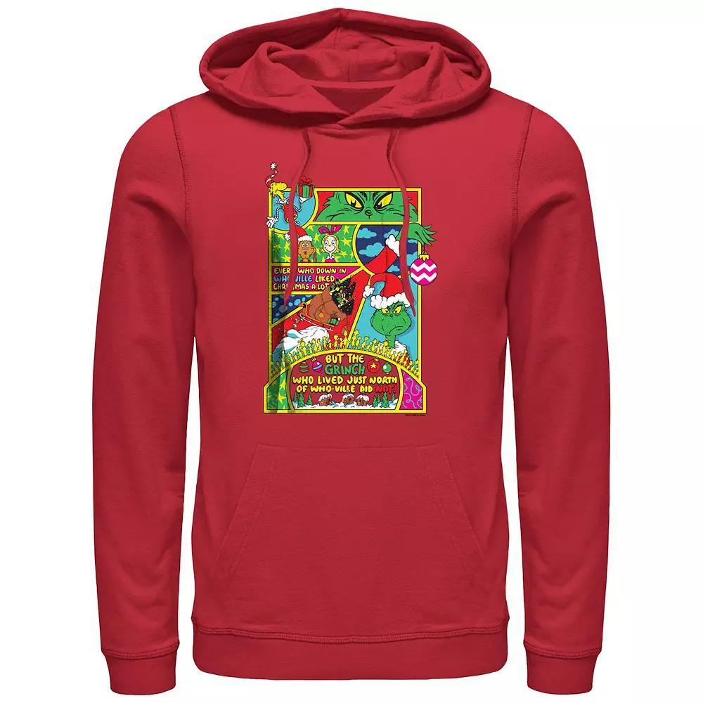 Big & Tall Dr. Seuss Grinch Comic Scenes Graphic Hoodie, Men's, Size: Large, Red Product Image