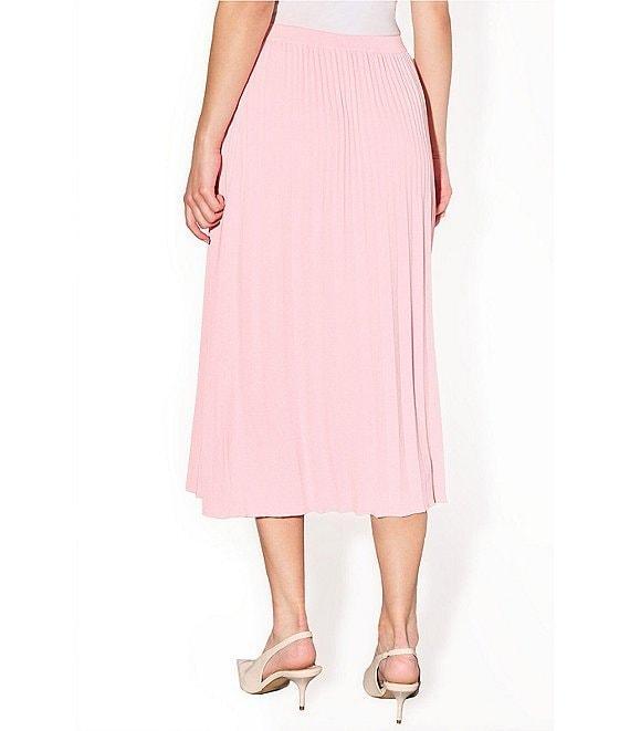 Ming Wang Soft Knit Pleated Pull-On Midi Skirt Product Image
