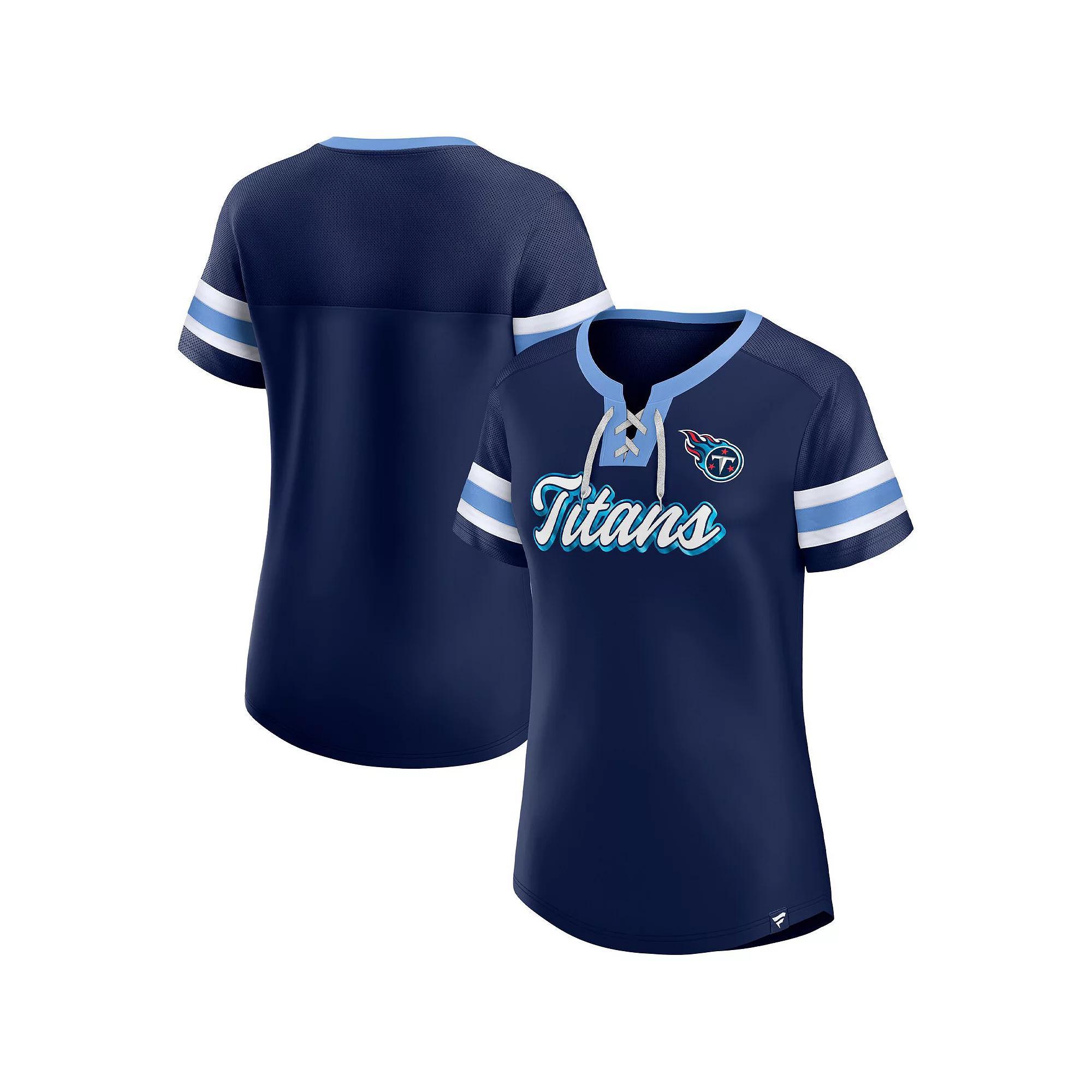 Women's Fanatics Branded Navy Tennessee Titans Original State Lace-Up T-Shirt, Size: XS, Blue Product Image
