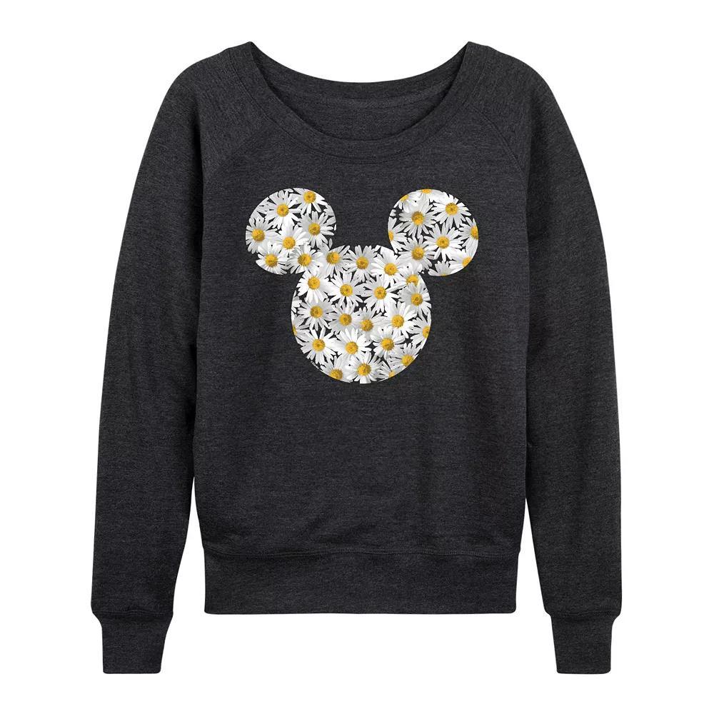 Disney's Mickey Mouse Women's Daisies French Terry Long Sleeve Tee, Girl's, Size: XL, Grey Green Product Image