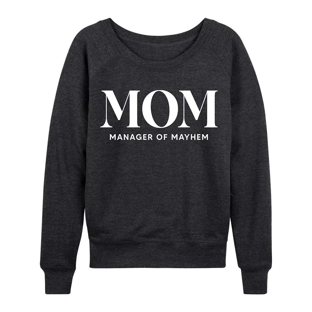 Womens Mom Acronym French Terry Long Sleeve Tee, Girls Heather Grey Product Image