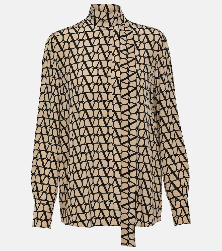 VALENTINO Beige And Black Striped Shirt For Women In Tan Product Image