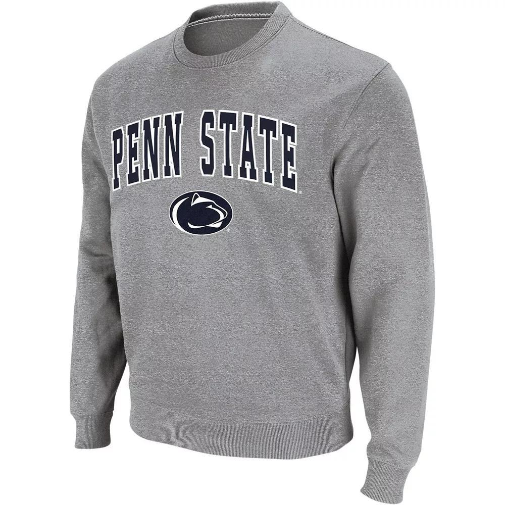 Men's Colosseum Heather Gray Penn State Nittany Lions Arch & Logo Crew Neck Sweatshirt, Size: 2XL, Grey Product Image