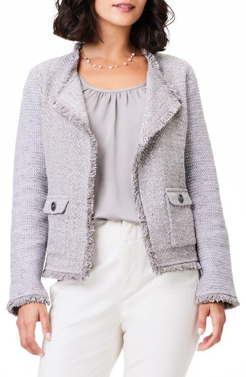 NIC+ZOE Fringe Mix Knit Pocket Jacket (Slate) Women's Suits Sets Product Image
