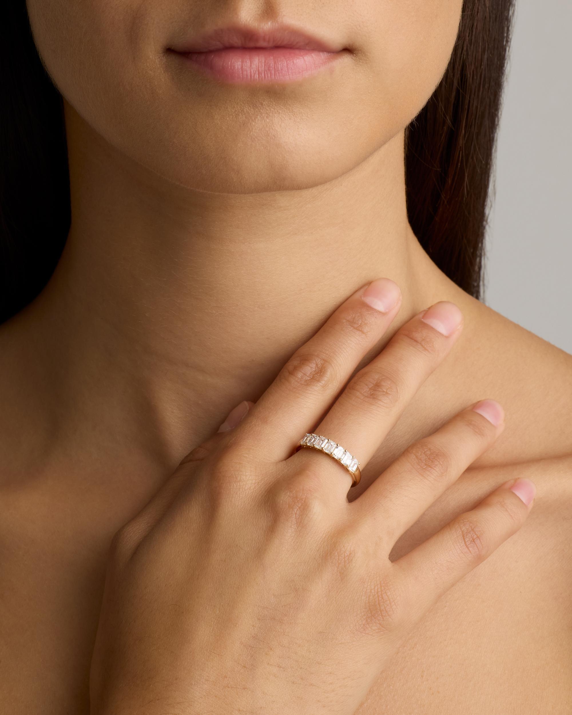 Quince | Women's Lab Grown Diamond Emerald Seven Stone Band Rings Product Image