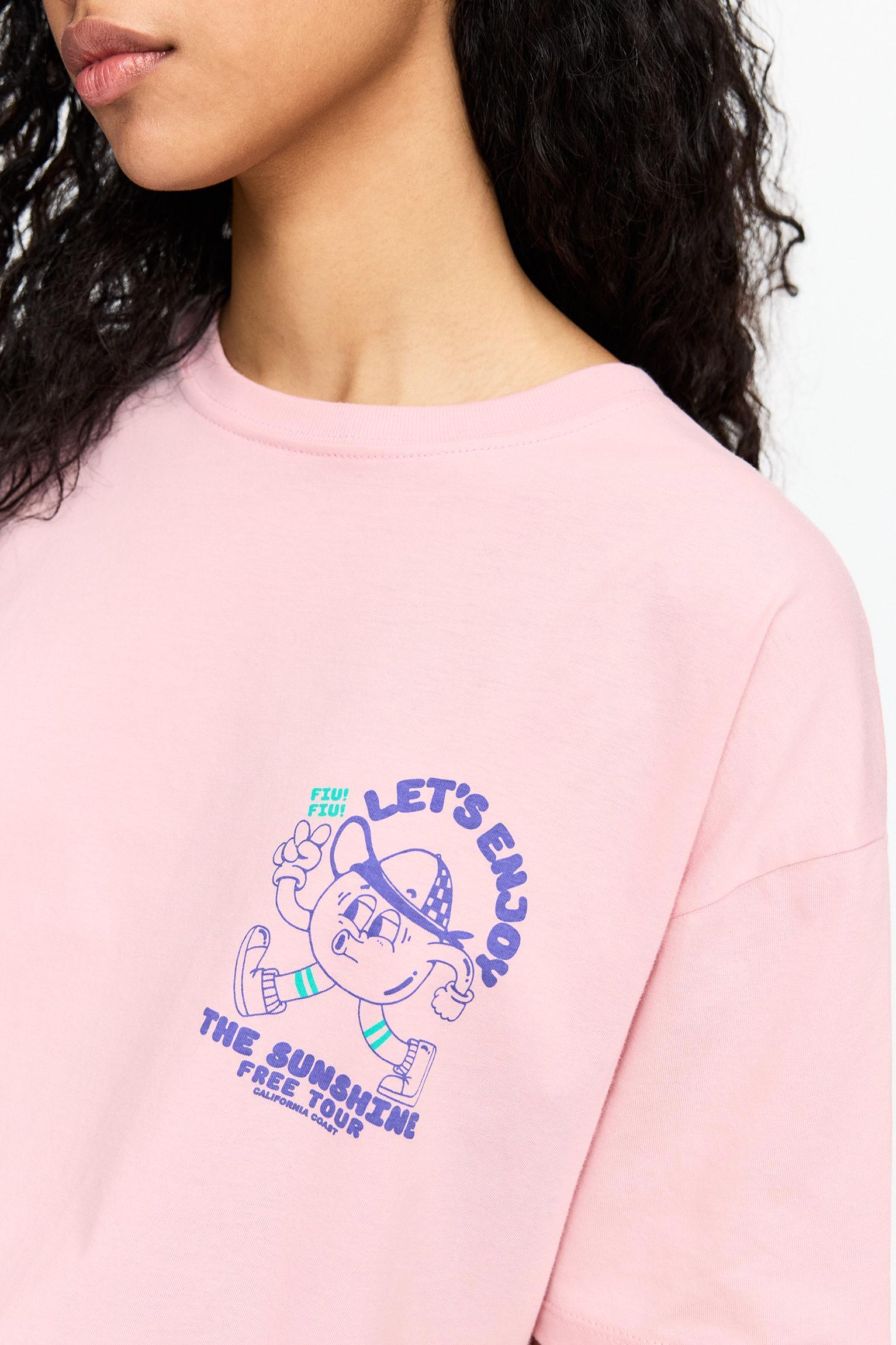 Pink T-shirt with sunshine graphic Product Image