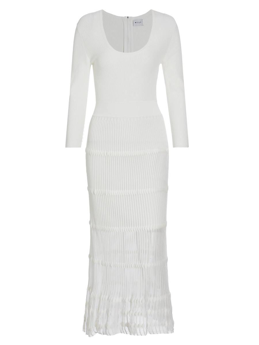 Womens Sheer Rib-Knit Midi-Dress Product Image