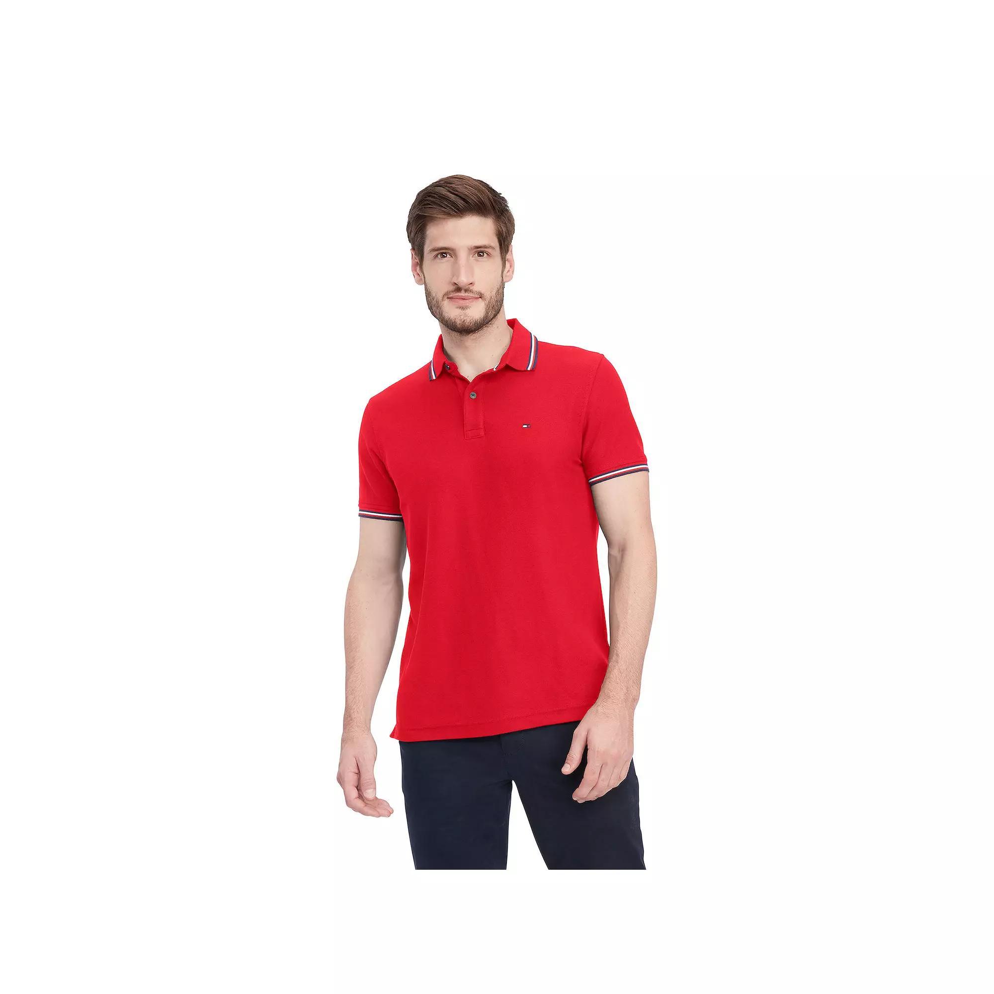 Men's Tommy Hilfiger Tommy Tipped Polo Shirt, Size: XXL, Primary Red Product Image