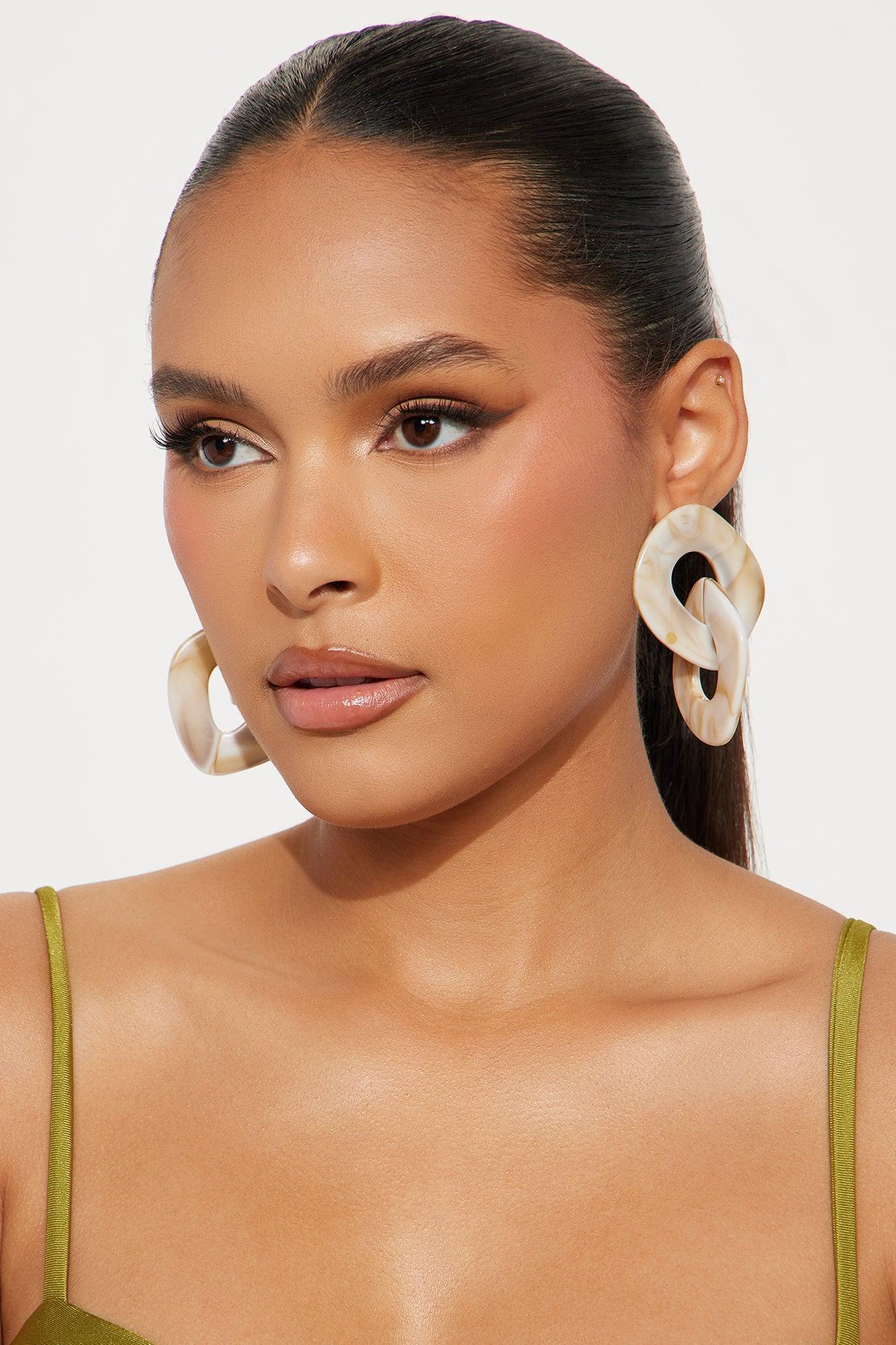 Sotainy Marble Drop Earrings - Nude/combo Product Image