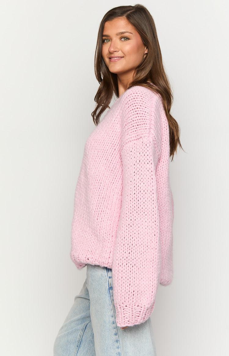 Delvey Light Pink Chunky Knit Sweater Product Image