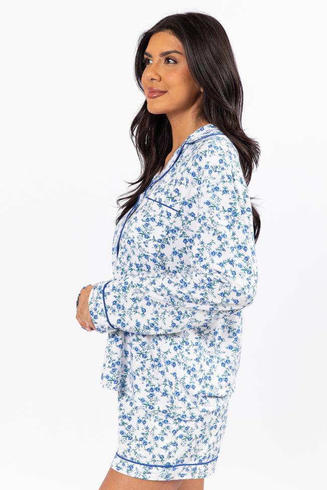Under The Stars Blue Floral Pajama Top FINAL SALE Product Image