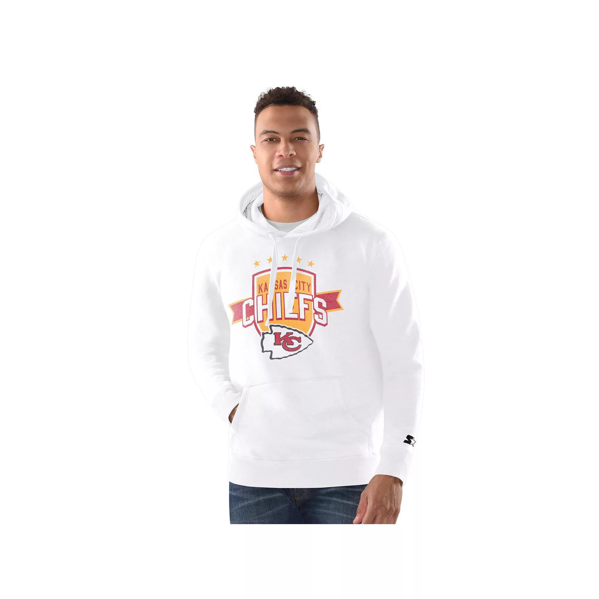 Men's Starter White Kansas City Chiefs Vintage Pullover Hoodie, Size: Medium Product Image