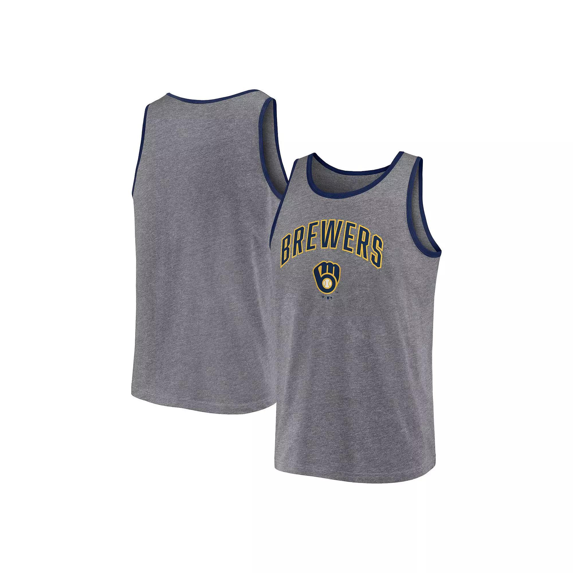 Men's Fanatics Branded  Heather Gray Milwaukee Brewers Primary Tank Top, Size: Medium, Grey Product Image