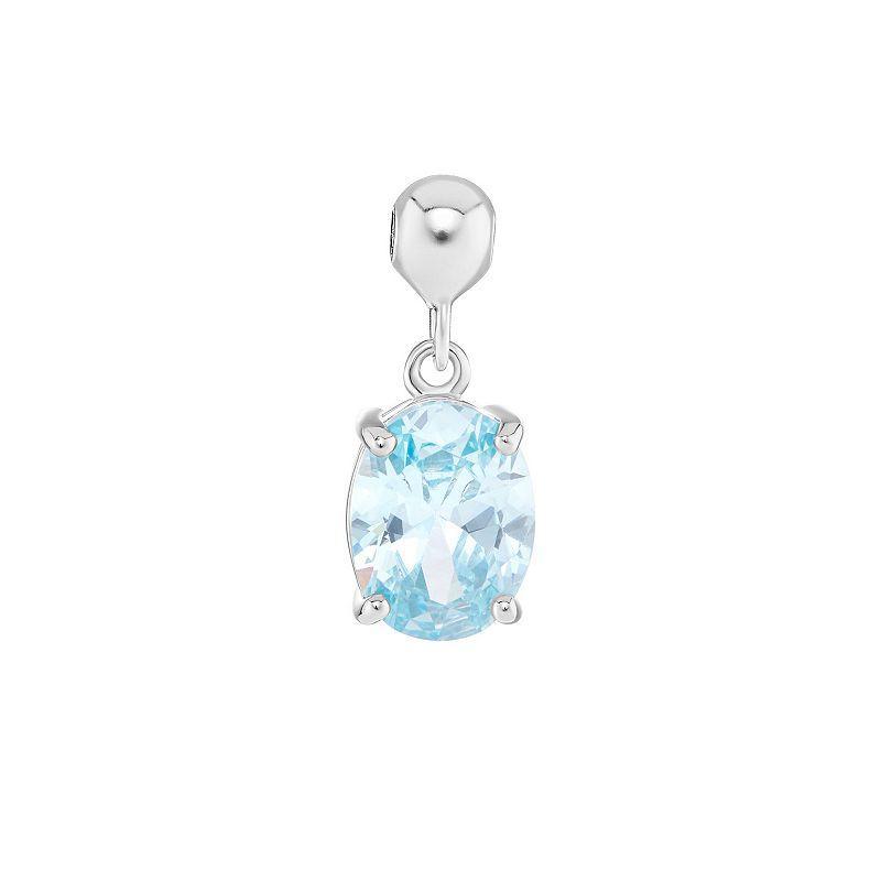 PRIMROSE Sterling Silver Oval Cubic Zirconia Sliding Charm, Women's, Sterling December Product Image