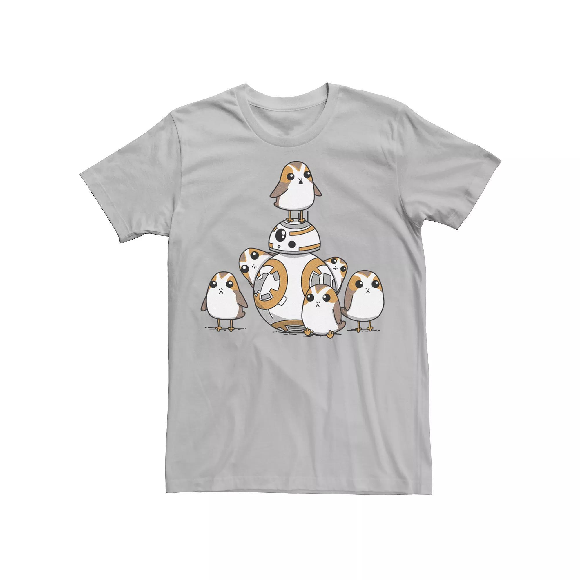 Men's Star Wars Porgs Having Fun With BB-8 Portrait Tee, Size: 3XL, Black Product Image