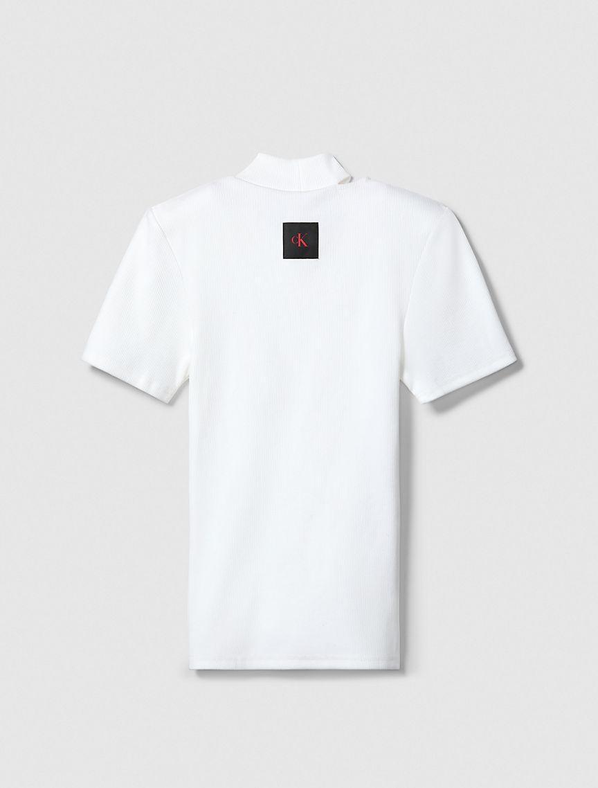 Calvin Klein Women's Cut Out Slim Crewneck T-Shirt - White - S Product Image