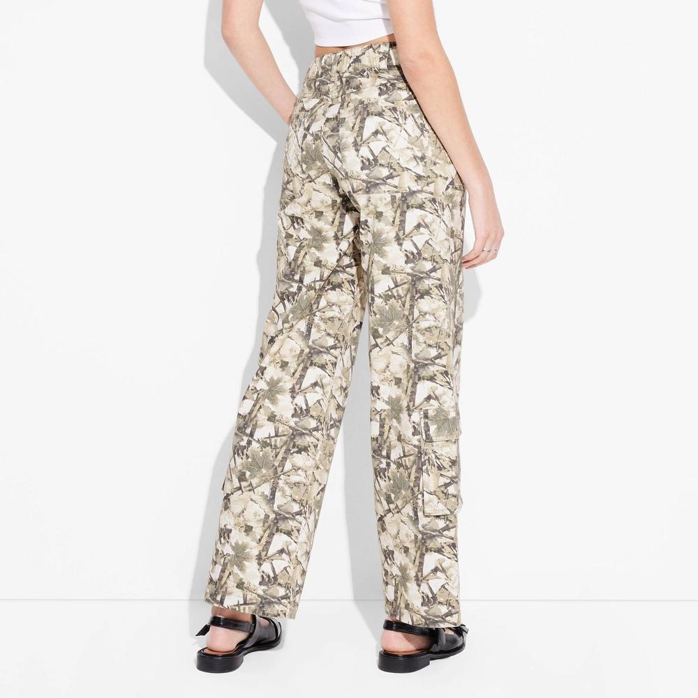 Womens Mid-Rise Straight Leg Cargo Pants - Wild Fable Camo XXS: Cotton Blend, Recycled Cotton, Spandex, Pockets, 31.5 Inseam Product Image