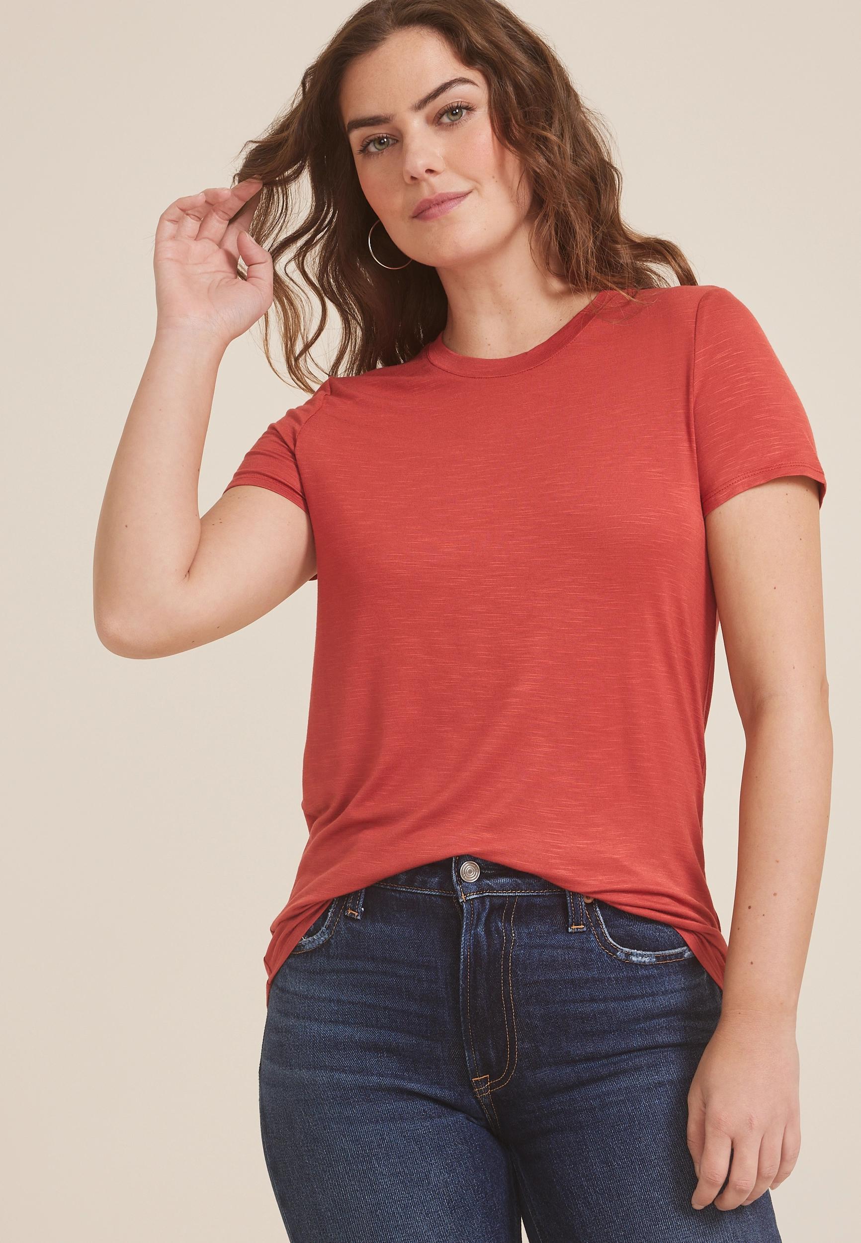 Maurices Womens X Small Size 24/7 Kennedy Crew Neck Tee Purple Product Image