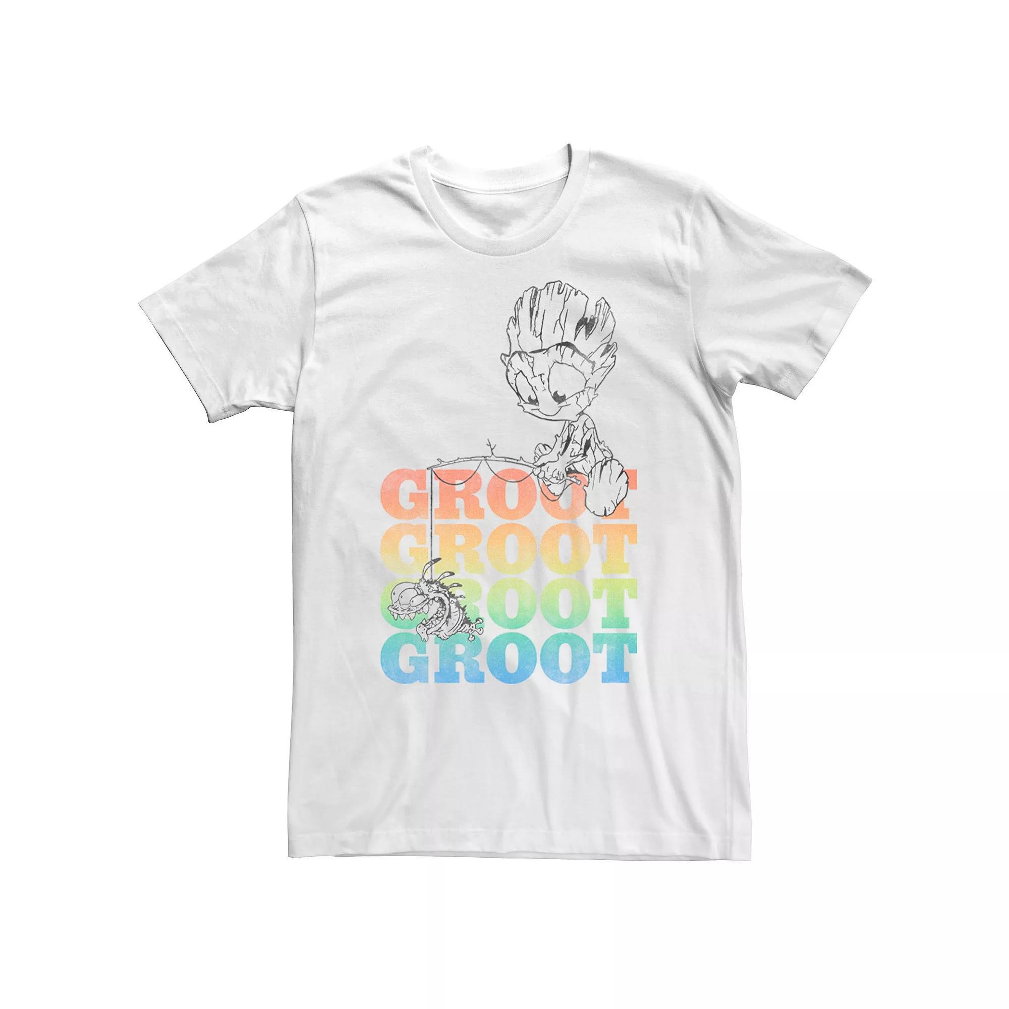 Men's Marvel Guardians Of The Galaxy Groot Fishing Name Stack Tee, Size: Medium, White Product Image