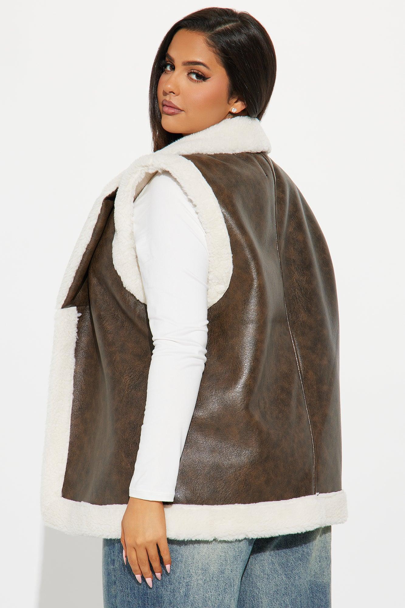 Ericka Shearling Vest - Brown Product Image