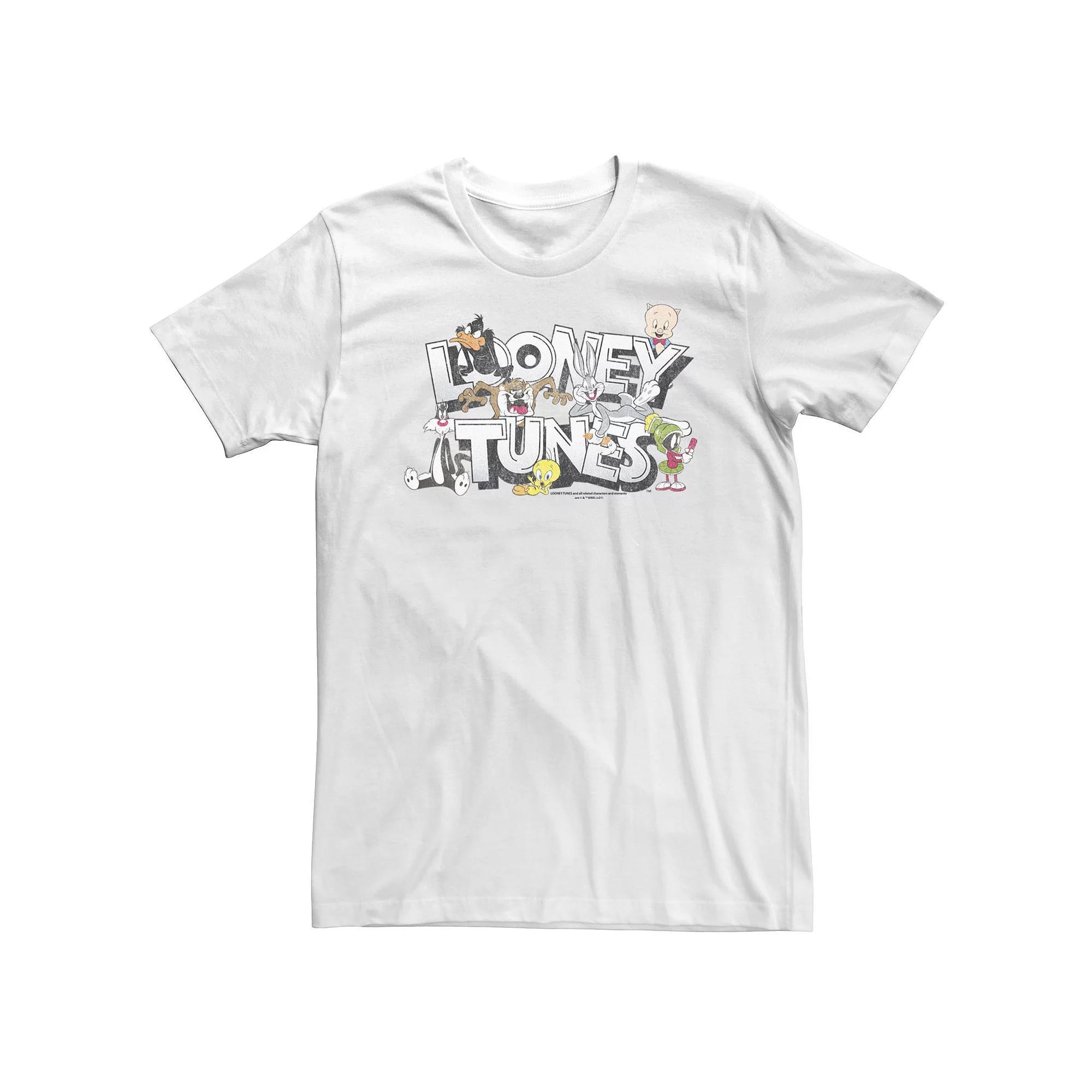 Big & Tall Looney Tunes Character Logo Tee, Men's, Size: 4XL Tall, White Product Image