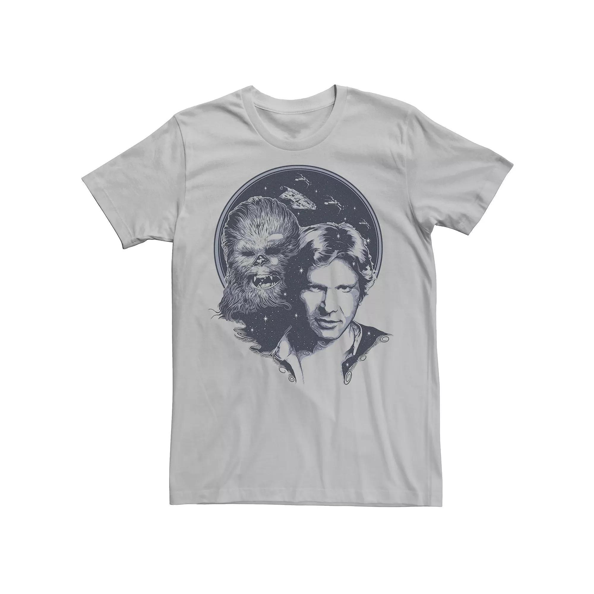 Men's Star Wars Han Solo and Chewbacca Retro Blues Portrait Tee, Size: XXL, Silver Product Image