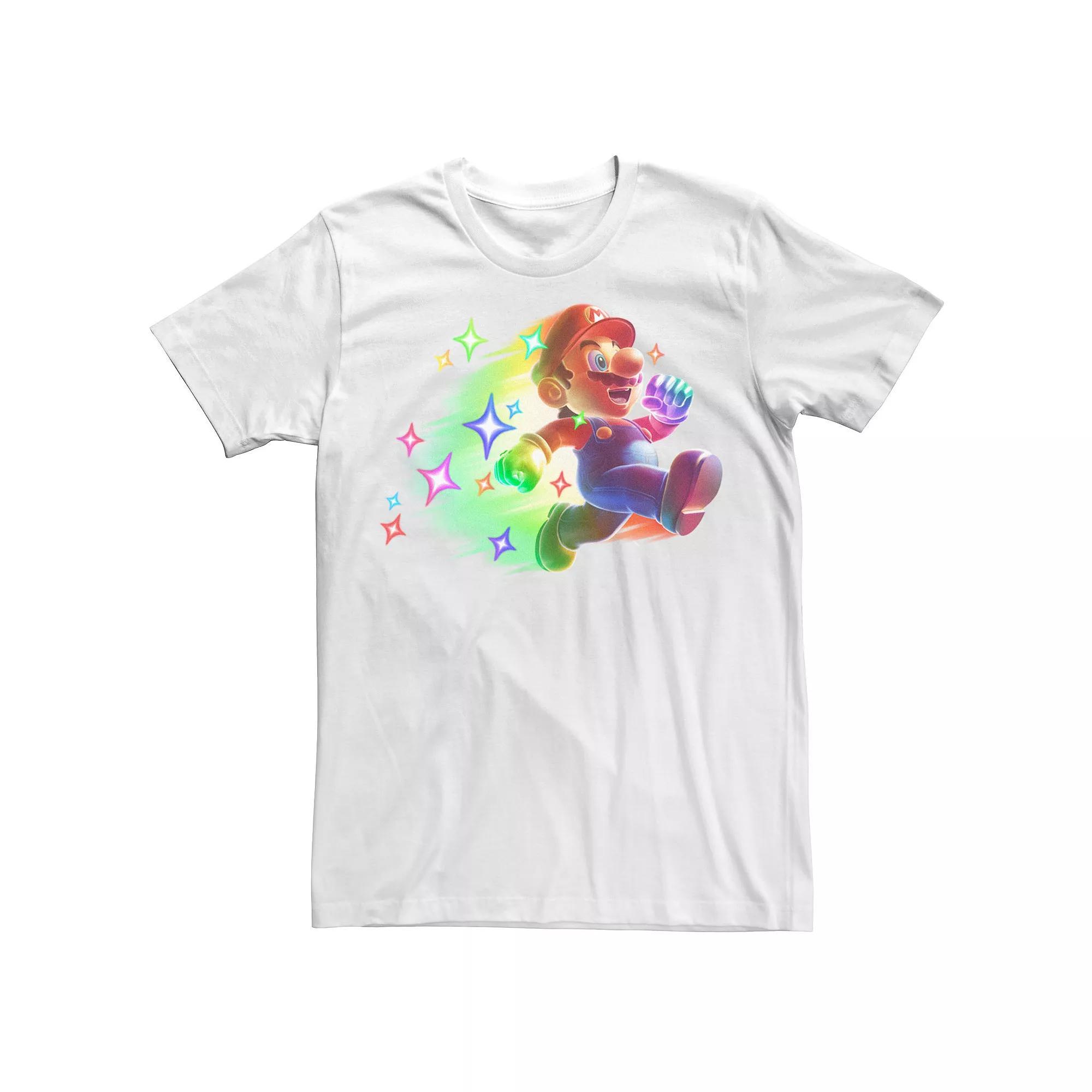 Men's Nintendo Super Mario Action Pose Neon Portrait Graphic Tee, Size: 3XL, White Product Image