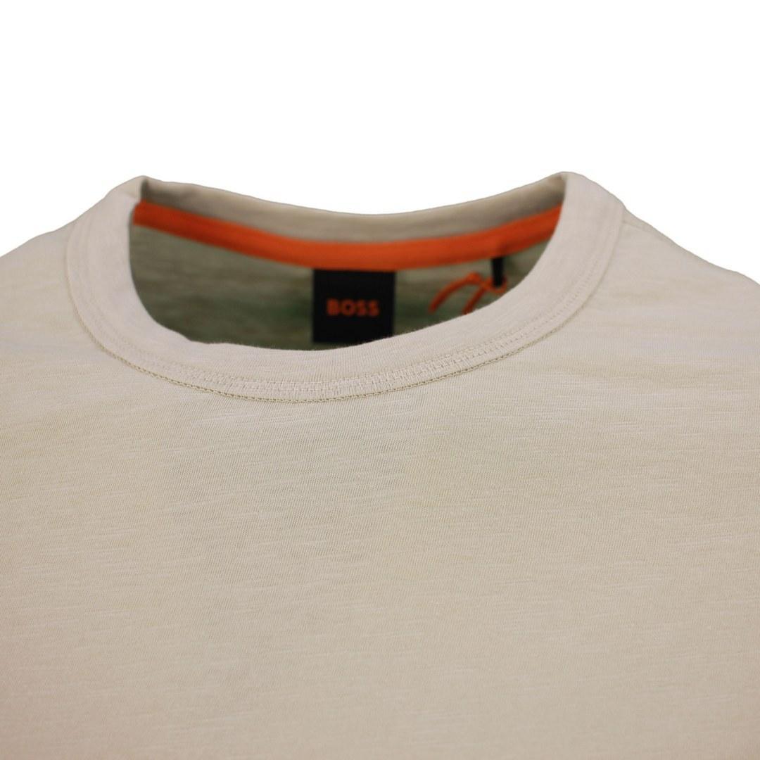 HUGO BOSS Logo-embossed Cotton T-shirt In Nude Product Image