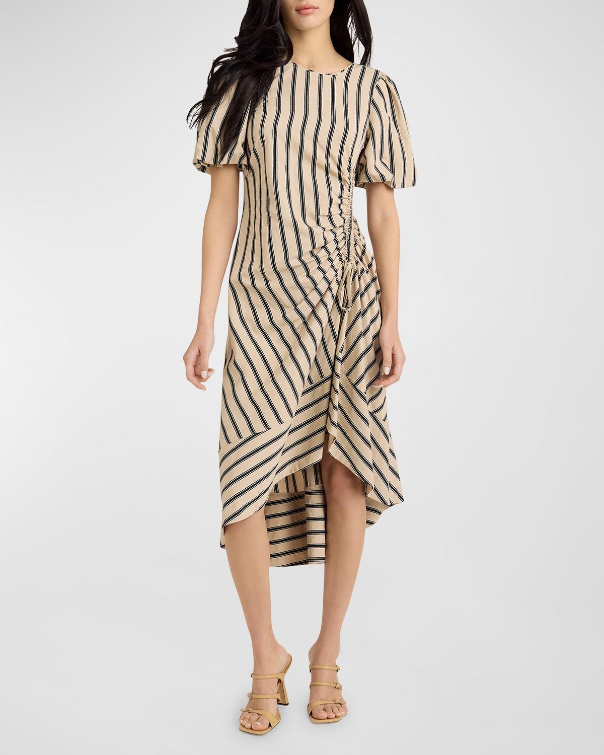 Womens Elin Striped Asymmetric Midi-Dress Product Image