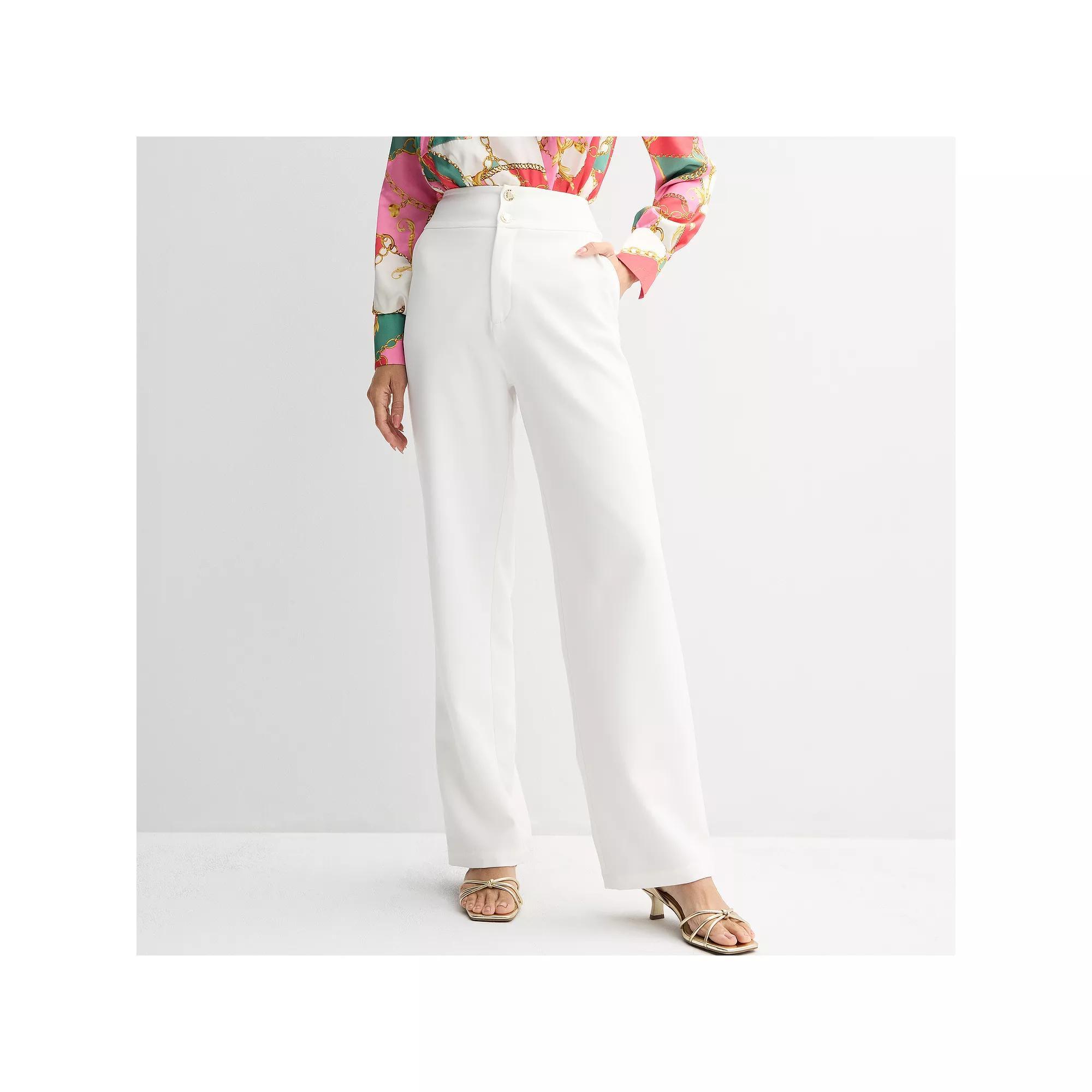 Women's Thalia Sodi Button Front Flare Pants, Size: Medium, White Product Image