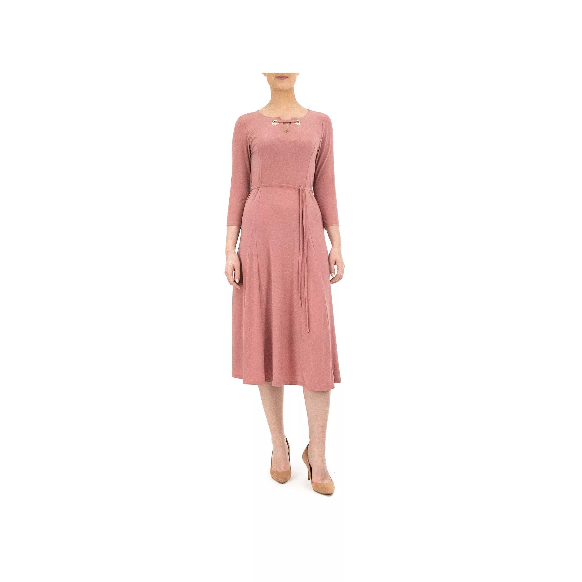 Women's Nina Leonard Grommet-Detail Midi Dress, Size: Small, Dusty Pink Product Image