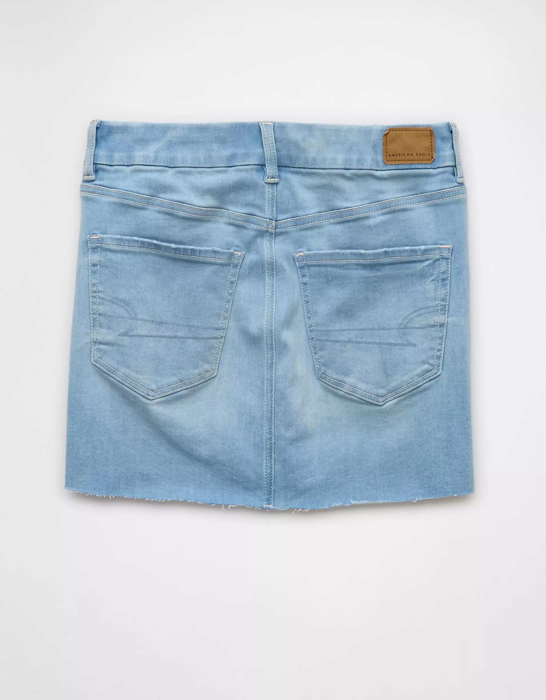 AE Next Level Curvy High-Waisted Denim Mini Skirt Product Image