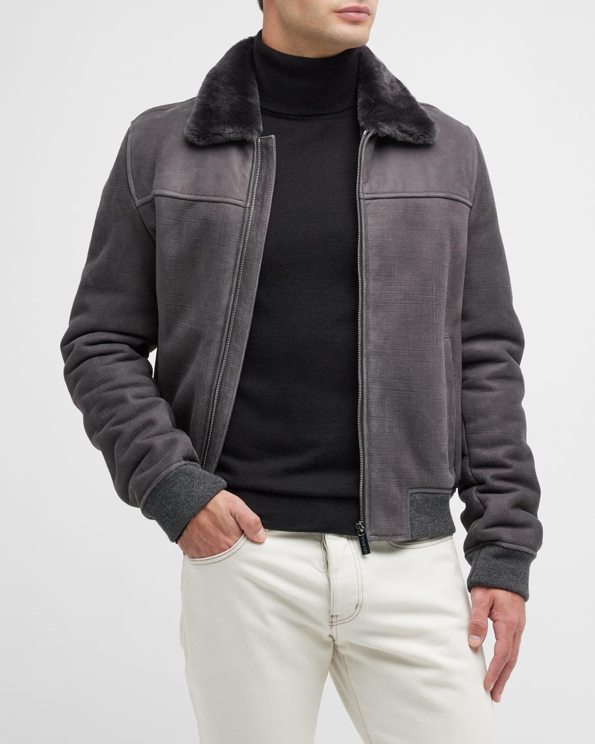 Mens Merino Shearling Lamb Bomber Jacket Product Image