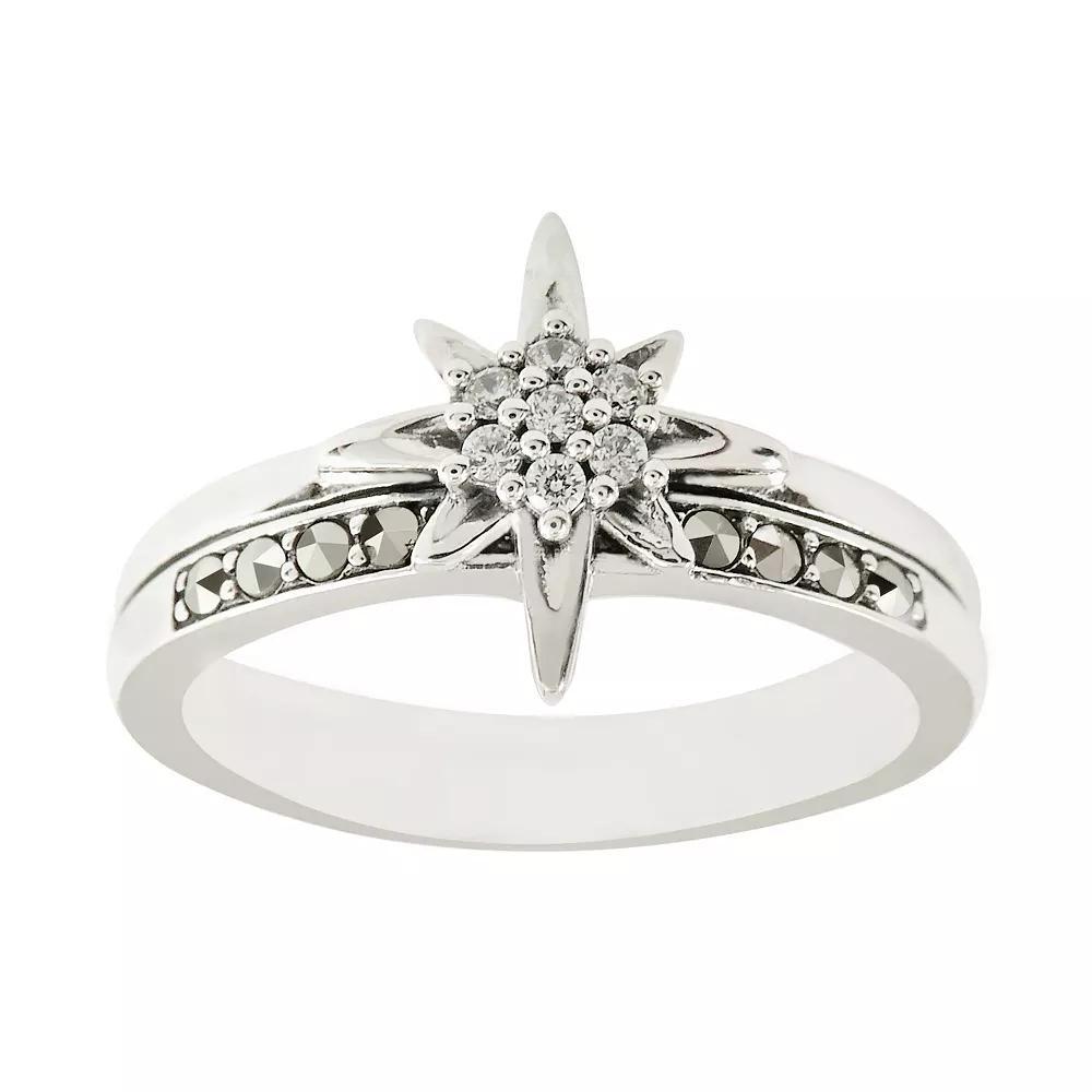 Lavish by TJM Sterling Silver Marcasite & Cubic Zirconia Cluster Star Ring, Women's, Size: 7 Product Image