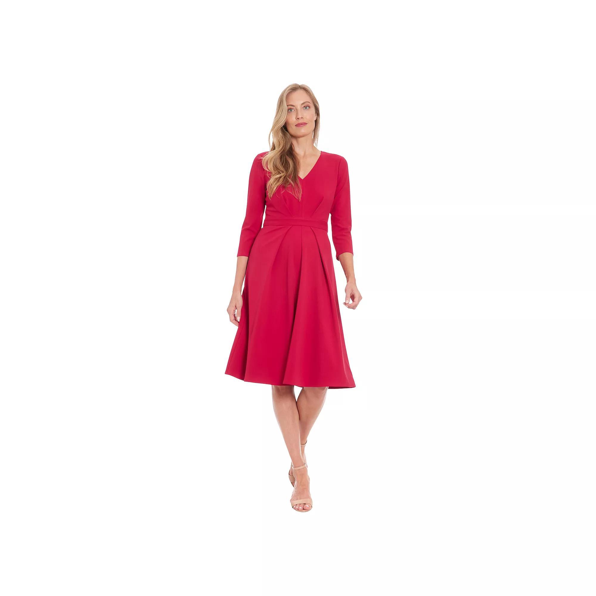 Women's London Times V-Neck Tuck Fit & Flare Dress, Size: 6, Blue Product Image