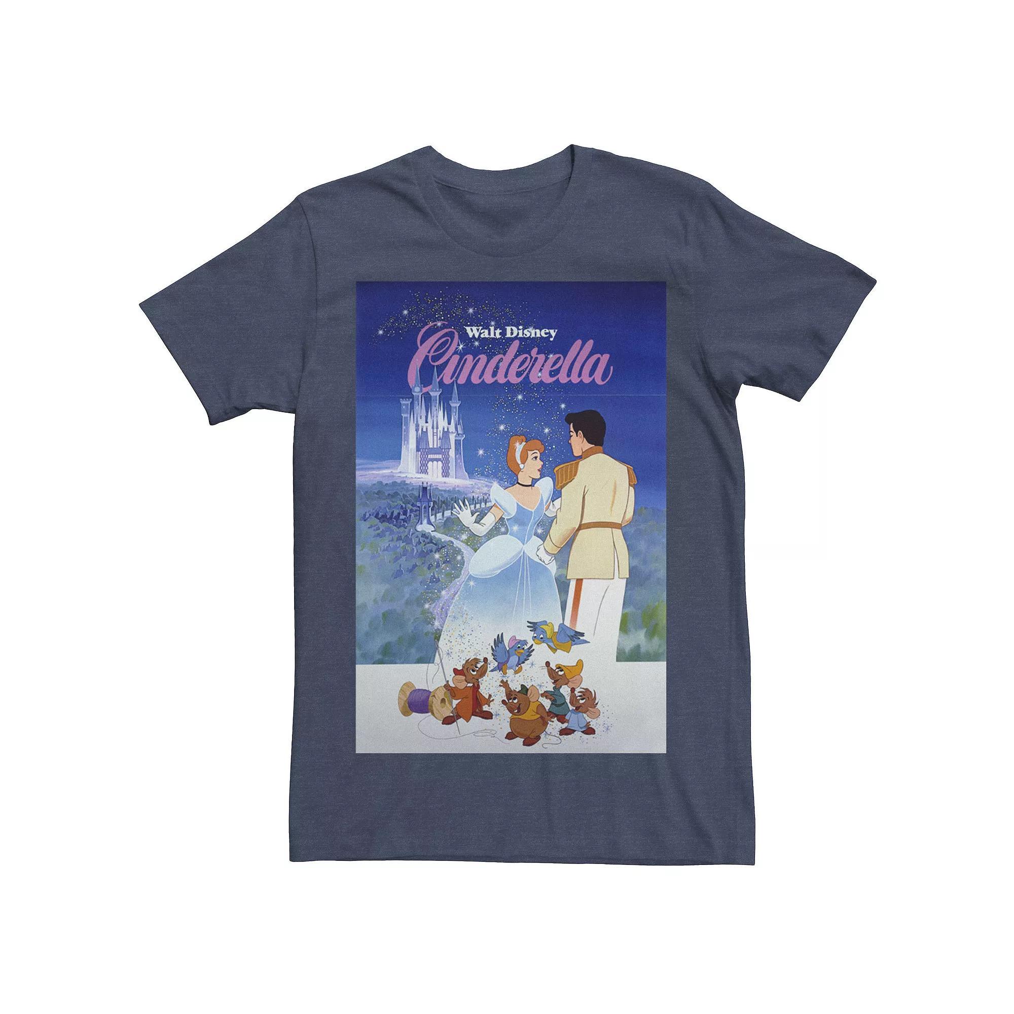 Disney's Cinderella Men's Retro Poster Tee, Size: 3XL, Navy Grey Product Image