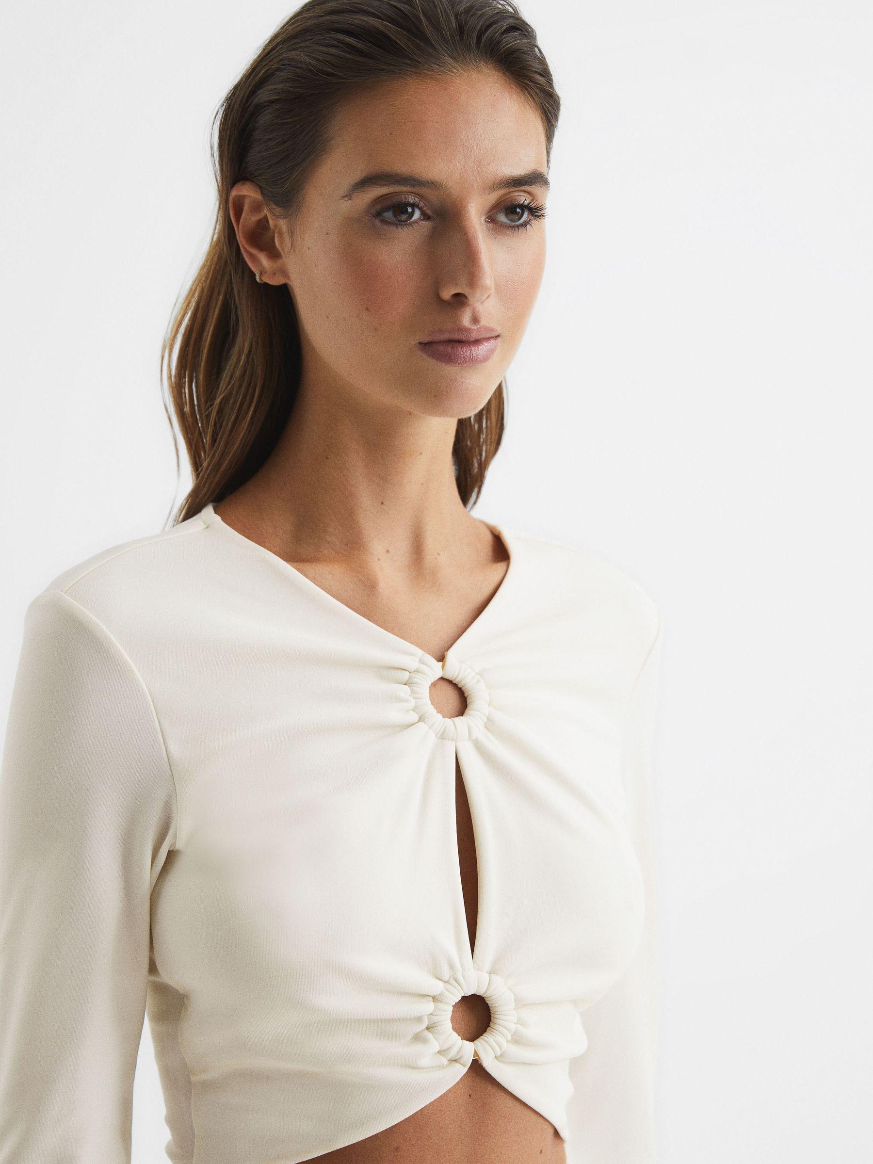 Ring Front Crop Top in Cream Product Image