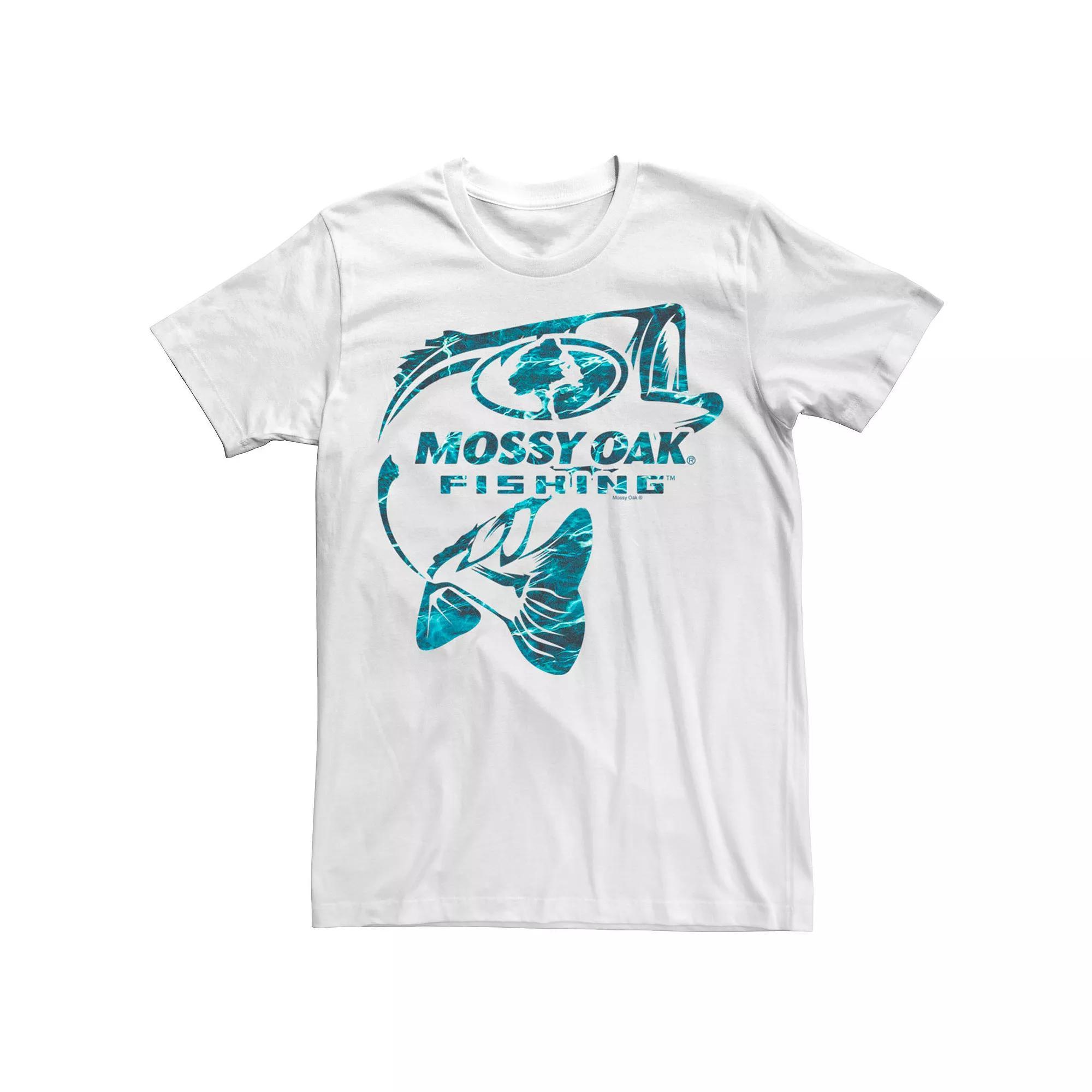 Men's Mossy Oak Fishing Bass Blue Water Surface Logo Graphic Tee, Size: XL, White Product Image