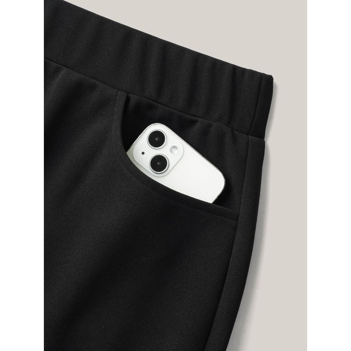 Plus Size Laser Cut Scalloped Fishtail Maxi Skirt Women Black Elegant Laser Bodycon Medium stretch Slanted pocket Everyday-Elegant Skirts BloomChic 28/5X Product Image