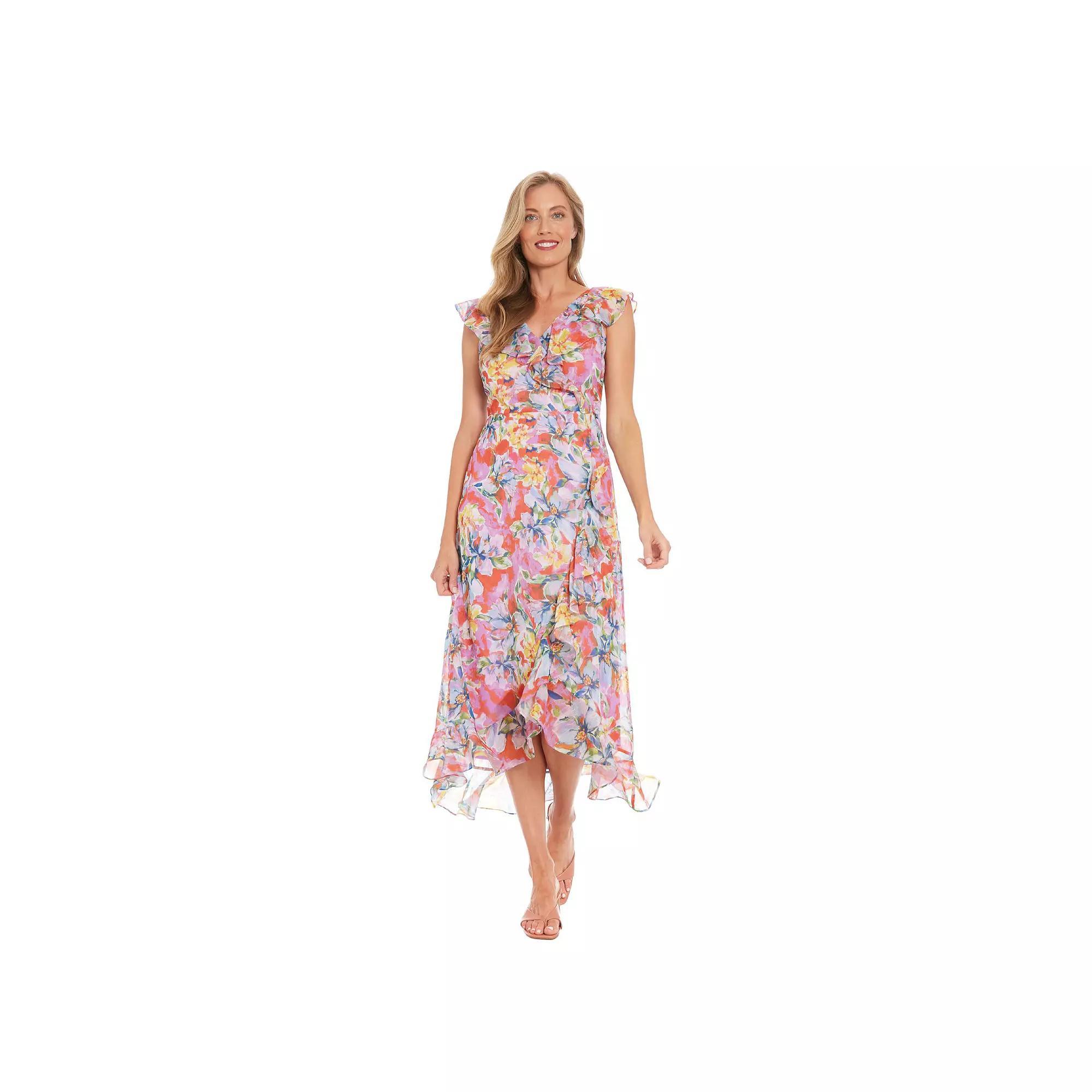 Petite London Times Ruffle Wrap Maxi Dress, Women's, Size: 8 Petite, Pink Product Image