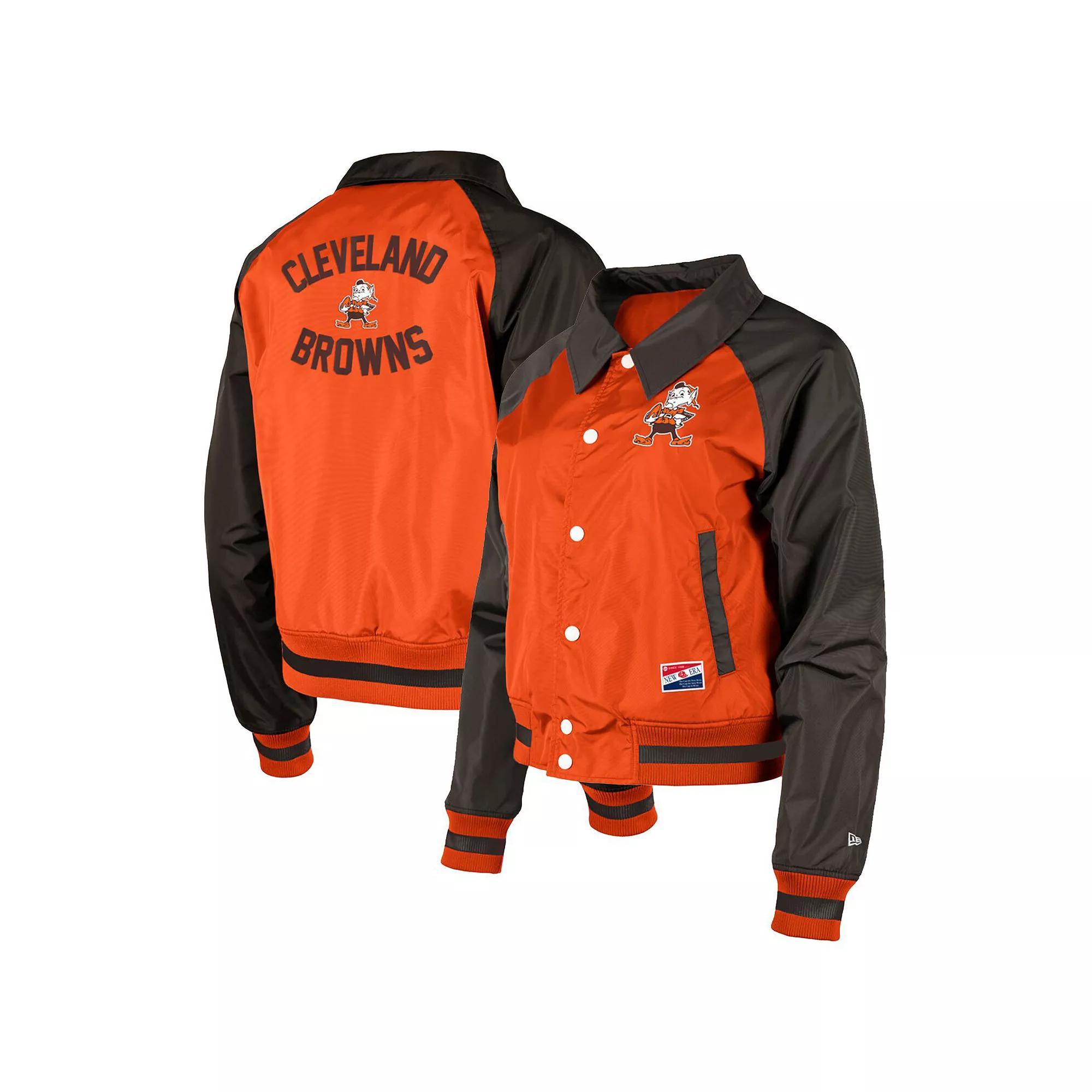 Women's New Era Orange Cleveland Browns Coaches Raglan Full-Snap Jacket, Size: XS Product Image