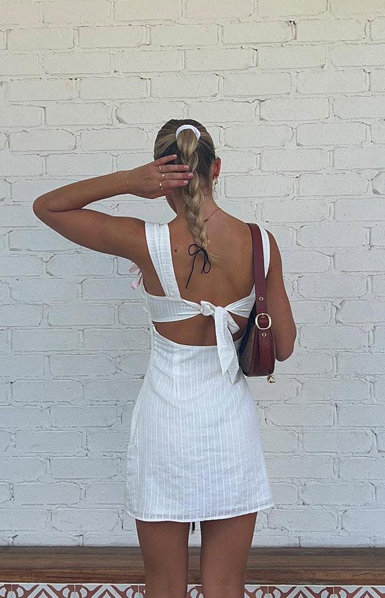 Taylor White Tie Back Mini Dress Girls Product Image