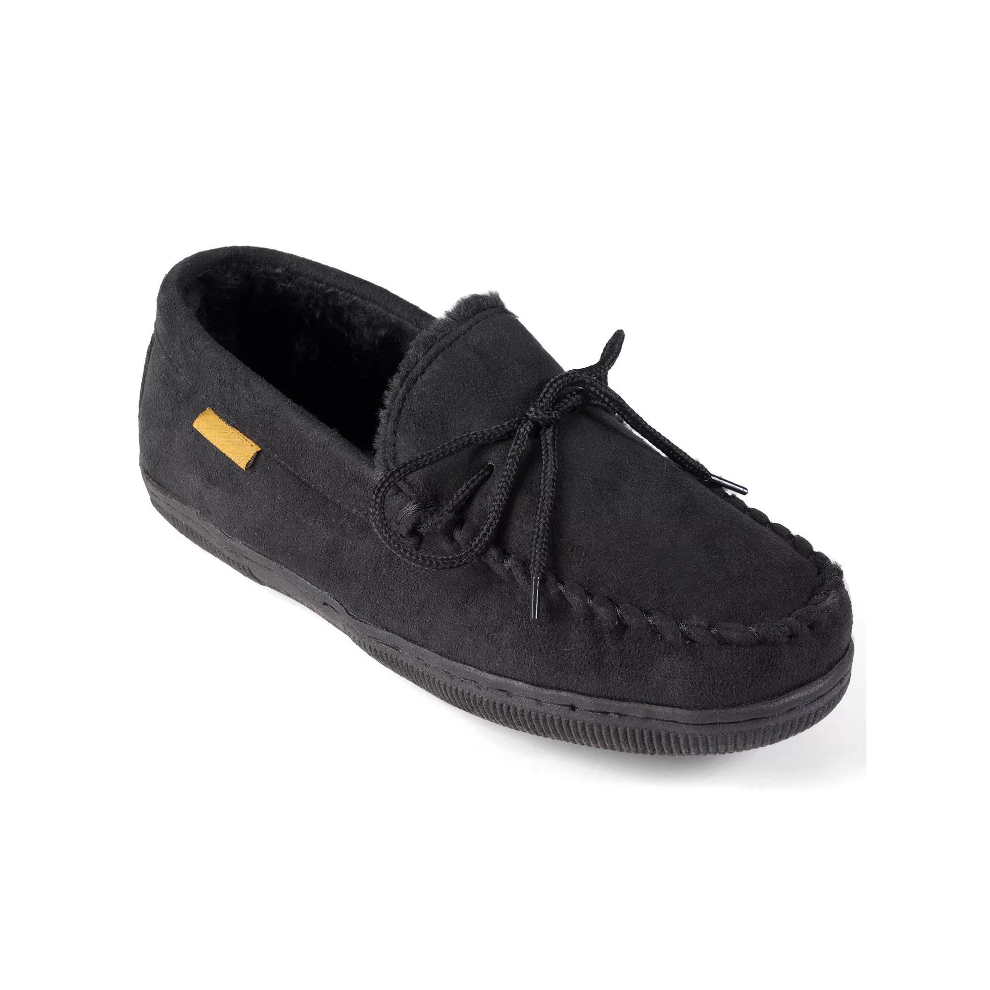 VANCE Men's Moccasin Slippers, Size: 10, Black Product Image