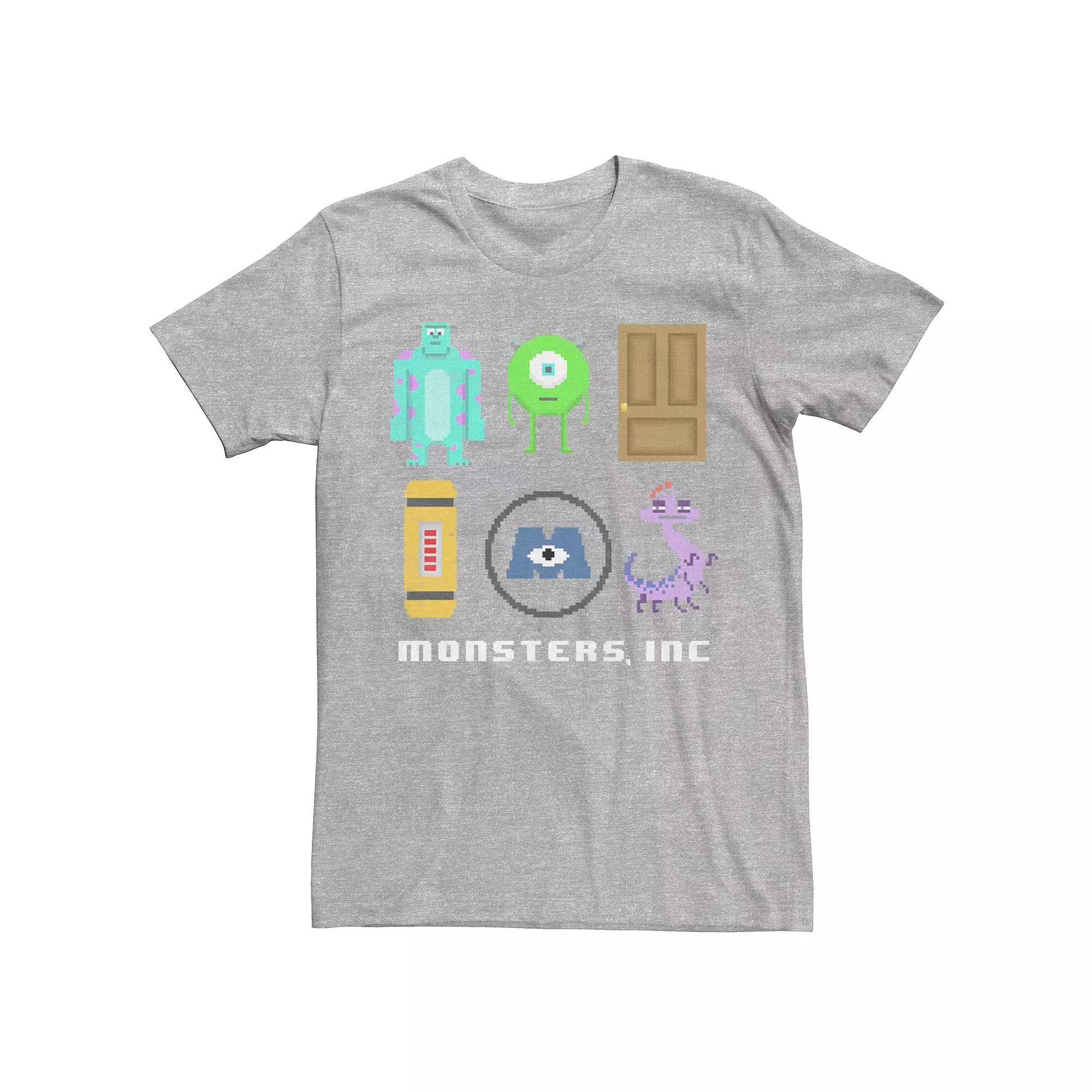 Men's Disney Pixar Monsters Inc Pixel Squad Tee, Size: Large, Athletic Grey Product Image