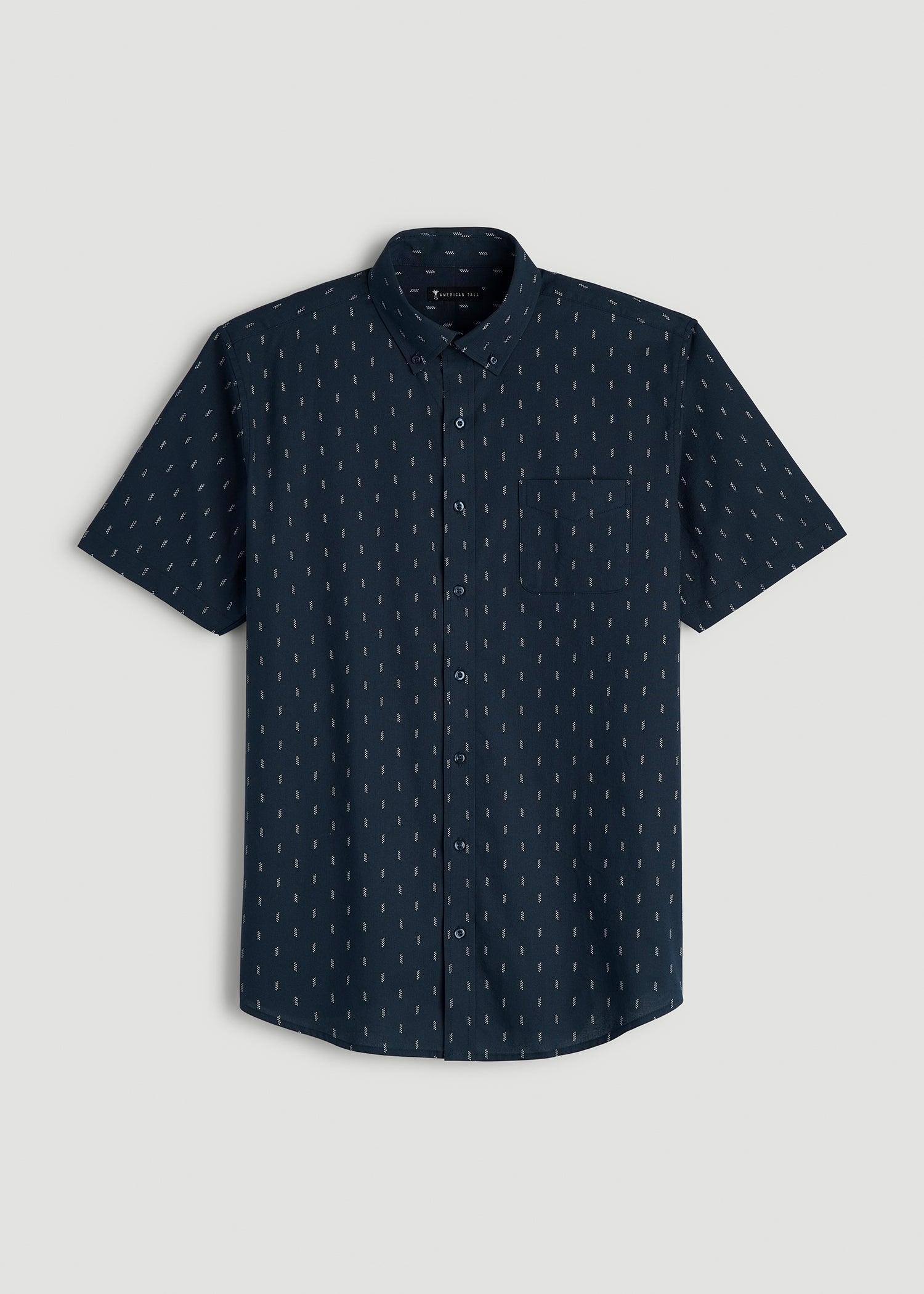 Short Sleeve Shirt for Tall Men in Navy Arrow Print Product Image