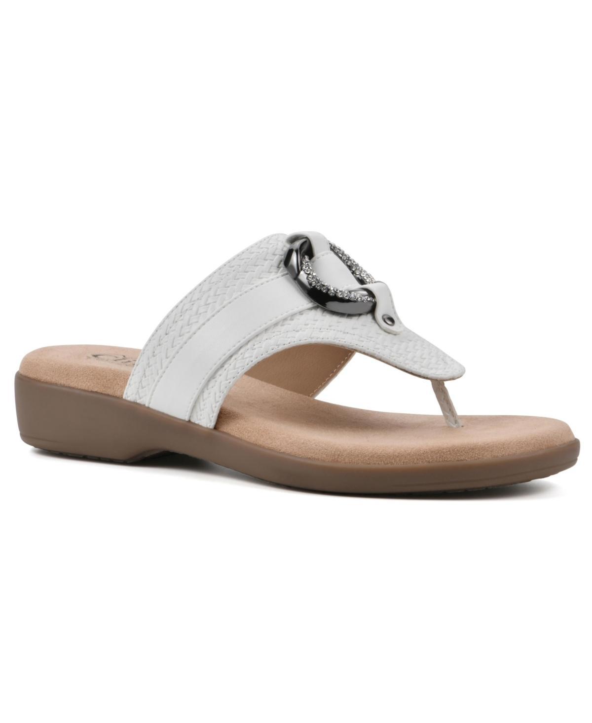 Cliffs by White Mountain Benedict Women's Thong Sandals, Size: 8, Blue Woven Product Image