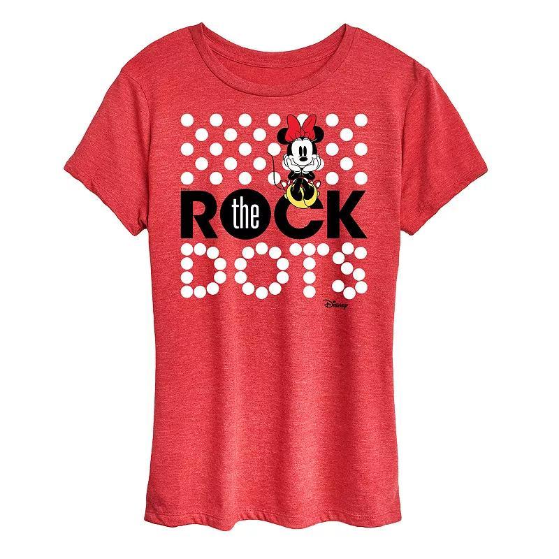 Disneys Minnie Mouse Rock The Dots Graphic Tee, Womens Grey Red Product Image