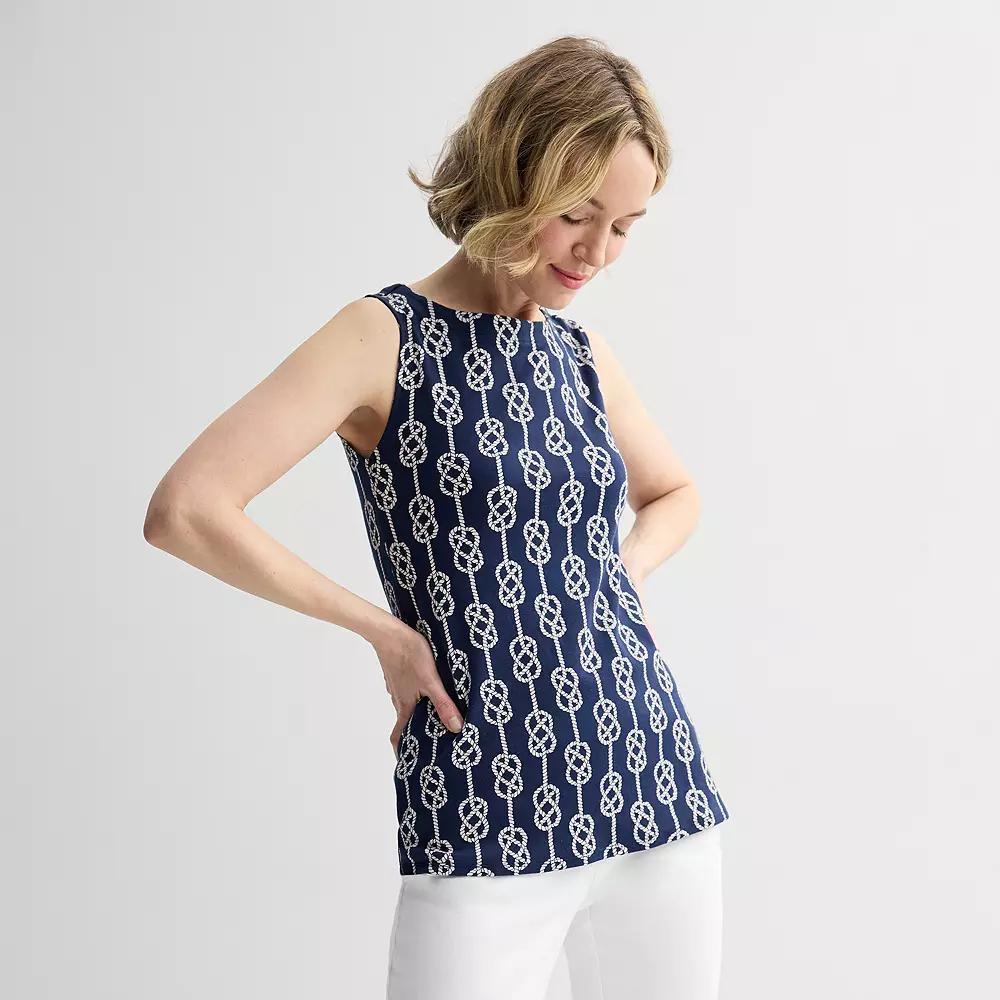 Women's Croft & Barrow® Bateau Tank Top, Size: Large, Blue Nautical Rope Product Image