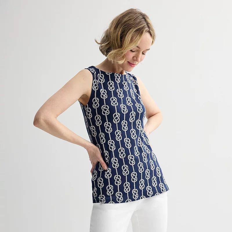 Women's Croft & Barrow® Bateau Tank Top, Size: Large, Blue Nautical Rope Product Image